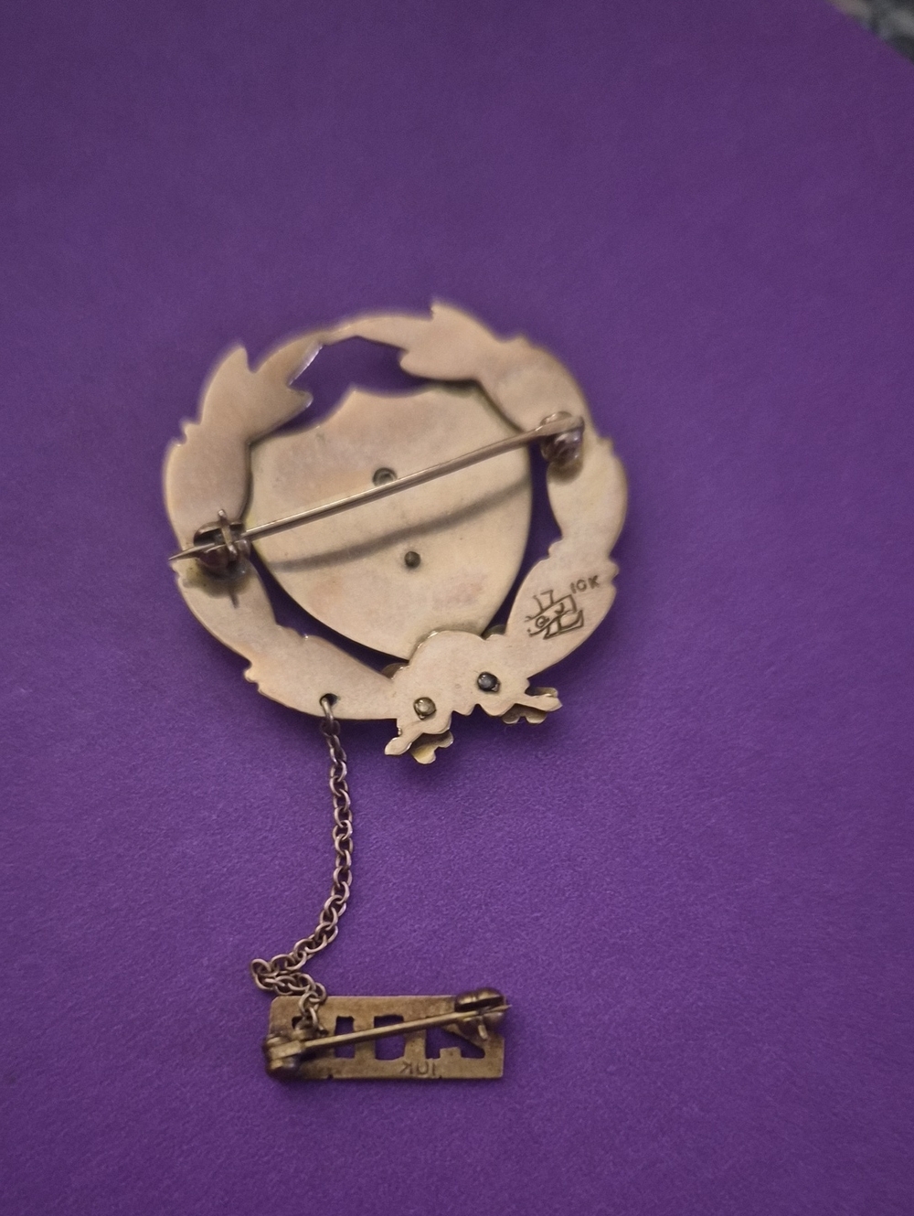 VFW Auxiliary Gold & Enamel Membership Badge - Blue, White, Gold - Picture 3 of 4